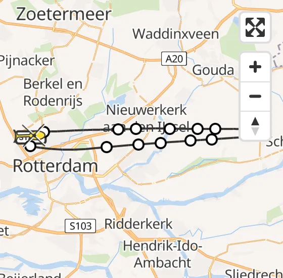 Vlucht Traumahelikopter PH-UMC van Rotterdam The Hague Airport naar Rotterdam The Hague Airport op woensdag 31 juli 2024 21:48