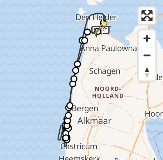 Vlucht Kustwachthelikopter PH-SAR van Vliegveld De Kooy naar Vliegveld De Kooy op woensdag 31 juli 2024 22:47