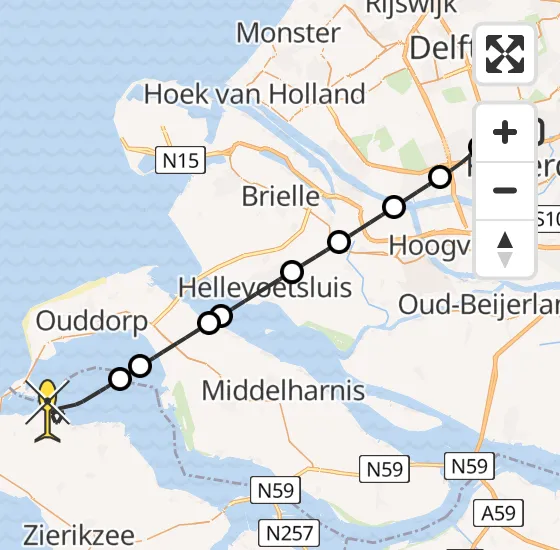 Vlucht Traumahelikopter PH-UMC van Rotterdam The Hague Airport naar Brouwershaven op donderdag 1 augustus 2024 1:22