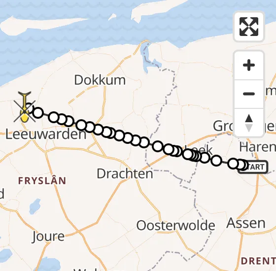 Vlucht Traumahelikopter PH-MAA van Groningen Airport Eelde naar Vrouwenparochie op donderdag 1 augustus 2024 2:40