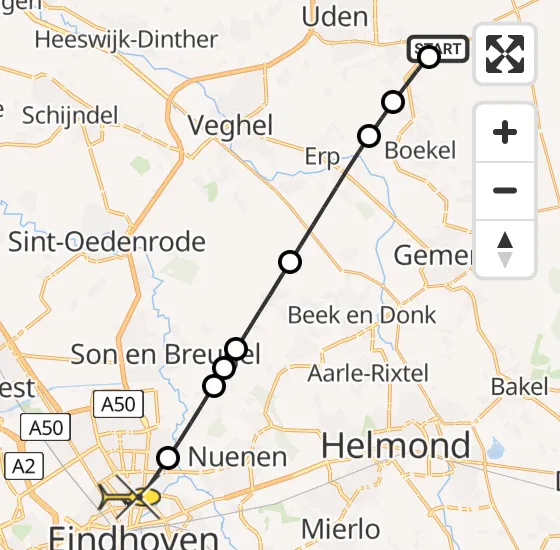 Vlucht Traumahelikopter PH-LLN van Vliegbasis Volkel naar Eindhoven op donderdag 1 augustus 2024 5:30