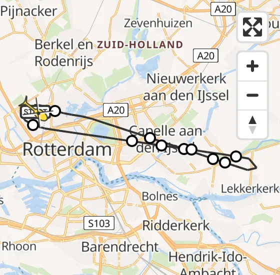 Vlucht Traumahelikopter PH-UMC van Rotterdam The Hague Airport naar Rotterdam The Hague Airport op donderdag 1 augustus 2024 5:52