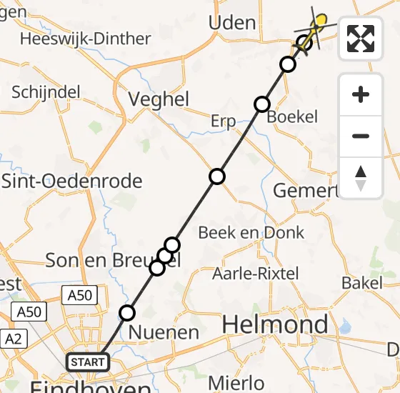 Vlucht Traumahelikopter PH-LLN van Eindhoven naar Vliegbasis Volkel op donderdag 1 augustus 2024 6:14