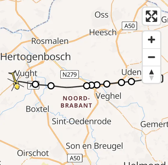 Vlucht Traumahelikopter PH-LLN van Vliegbasis Volkel naar Vught op donderdag 1 augustus 2024 6:34