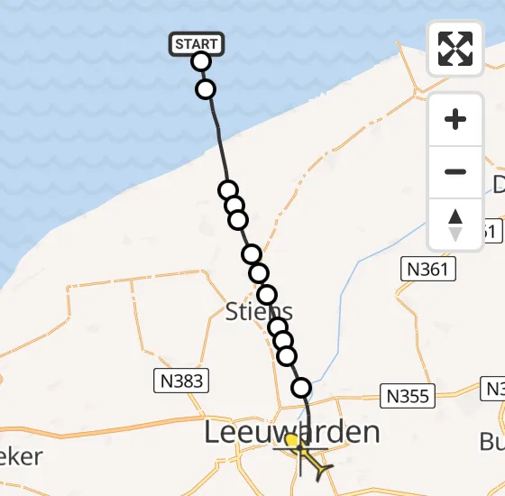Vlucht Ambulancehelikopter PH-OOP van Ballum naar Leeuwarden op donderdag 1 augustus 2024 8:58