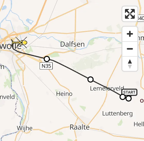 Vlucht Traumahelikopter PH-MAA van Lemele naar Zwolle op donderdag 1 augustus 2024 9:40