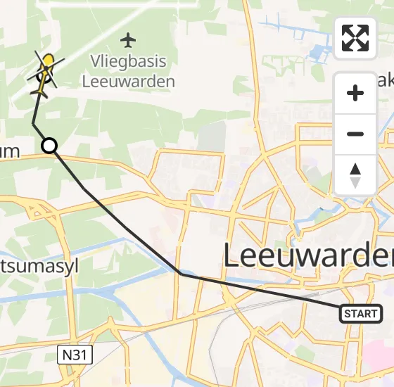 Vlucht Ambulancehelikopter PH-OOP van Leeuwarden naar Vliegbasis Leeuwarden op donderdag 1 augustus 2024 9:43