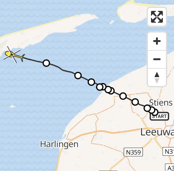 Vlucht Ambulancehelikopter PH-OOP van Vliegbasis Leeuwarden naar Formerum op donderdag 1 augustus 2024 9:52