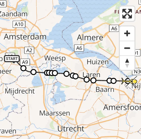 Vlucht Politiehelikopter PH-PXY van Amstelveen naar Nijkerk op donderdag 1 augustus 2024 10:05