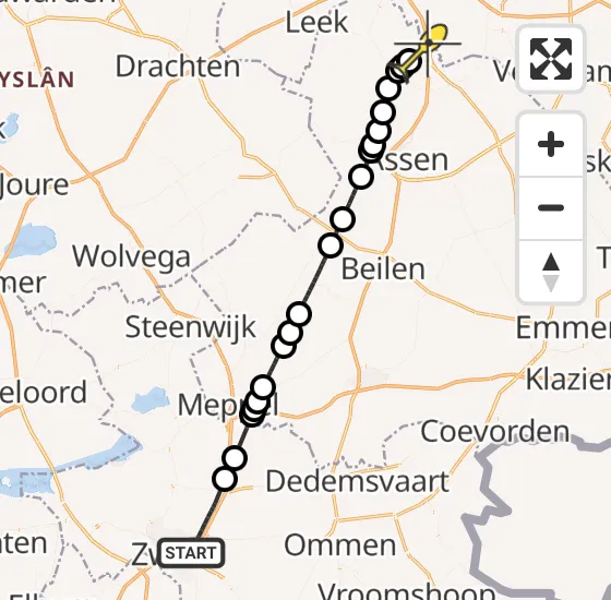 Vlucht Traumahelikopter PH-MAA van Zwolle naar Groningen Airport Eelde op donderdag 1 augustus 2024 10:11