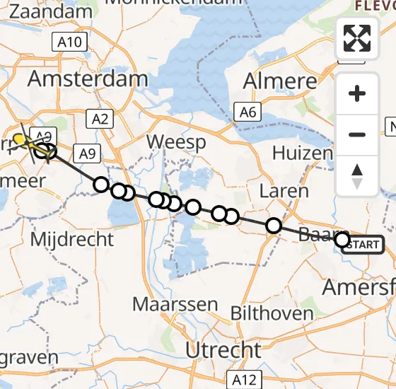 Vlucht Politiehelikopter PH-PXY van Hoogland naar Aalsmeer op donderdag 1 augustus 2024 11:35