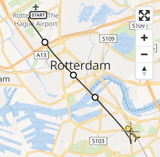 Vlucht Traumahelikopter PH-UMC van Rotterdam The Hague Airport naar Rotterdam op donderdag 1 augustus 2024 11:53