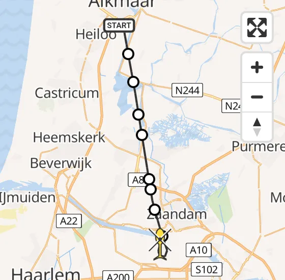 Vlucht Traumahelikopter PH-DOC van Alkmaar naar Amsterdam Heliport op donderdag 1 augustus 2024 12:59