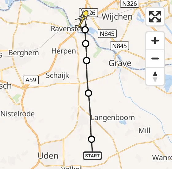 Vlucht Traumahelikopter PH-LLN van Vliegbasis Volkel naar Niftrik op donderdag 1 augustus 2024 13:45