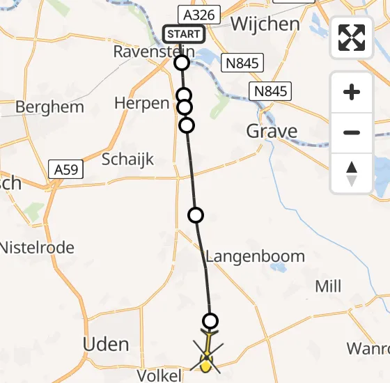 Vlucht Traumahelikopter PH-LLN van Niftrik naar Vliegbasis Volkel op donderdag 1 augustus 2024 14:11
