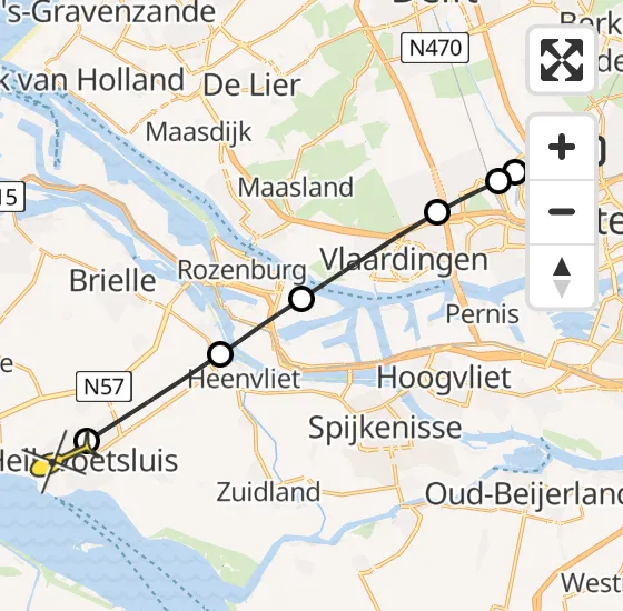 Vlucht Traumahelikopter PH-UMC van Rotterdam The Hague Airport naar Hellevoetsluis op donderdag 1 augustus 2024 14:34