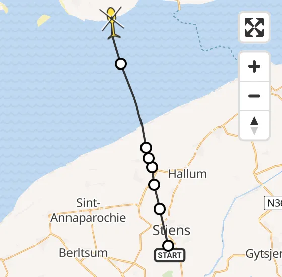 Vlucht Ambulancehelikopter PH-OOP van Vliegbasis Leeuwarden naar Ballum op donderdag 1 augustus 2024 14:40