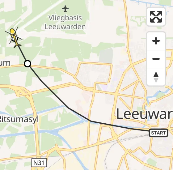Vlucht Ambulancehelikopter PH-OOP van Leeuwarden naar Leeuwarden op donderdag 1 augustus 2024 15:38
