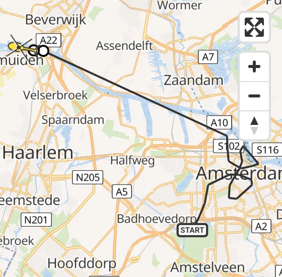 Vlucht Politiehelikopter PH-PXB van Amsterdam naar IJmuiden op donderdag 1 augustus 2024 15:43