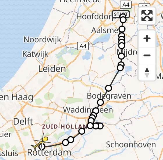 Vlucht Politiehelikopter PH-PXC van Schiphol naar Rotterdam The Hague Airport op donderdag 1 augustus 2024 16:46