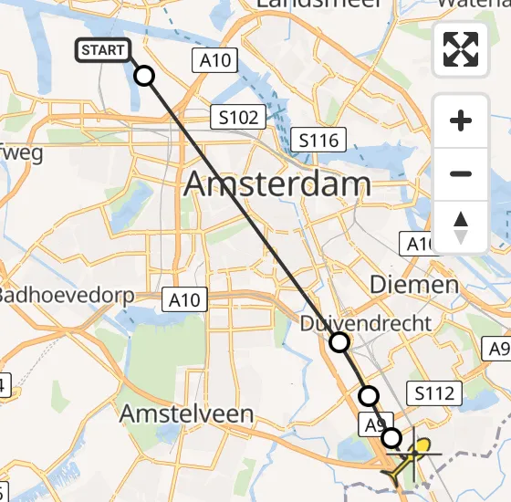Vlucht Traumahelikopter PH-DOC van Amsterdam Heliport naar Academisch Medisch Centrum (AMC) op donderdag 1 augustus 2024 17:20