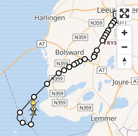 Vlucht Kustwachthelikopter PH-SAR van Leeuwarden naar Stavoren op donderdag 1 augustus 2024 17:26