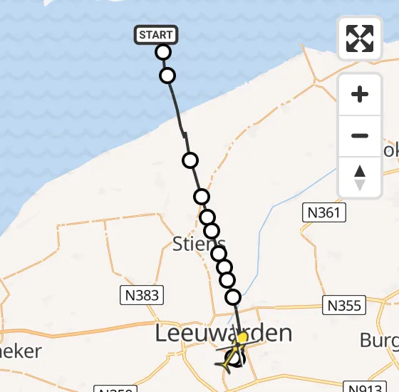 Vlucht Ambulancehelikopter PH-OOP van Ballum naar Leeuwarden op donderdag 1 augustus 2024 17:40