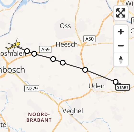 Vlucht Traumahelikopter PH-LLN van Vliegbasis Volkel naar Rosmalen op donderdag 1 augustus 2024 17:44