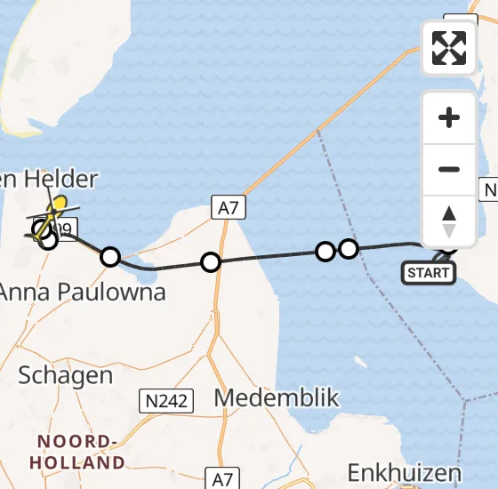 Vlucht Kustwachthelikopter PH-SAR van Stavoren naar Vliegveld De Kooy op donderdag 1 augustus 2024 17:52