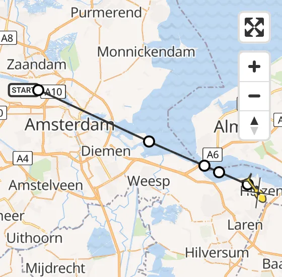 Vlucht Traumahelikopter PH-DOC van Amsterdam Heliport naar Huizen op donderdag 1 augustus 2024 18:58