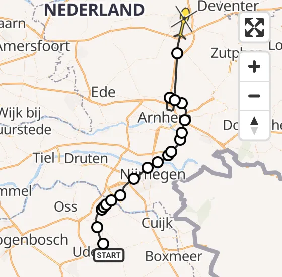 Vlucht Politiehelikopter PH-PXA van Vliegbasis Volkel naar Apeldoorn op donderdag 1 augustus 2024 19:36