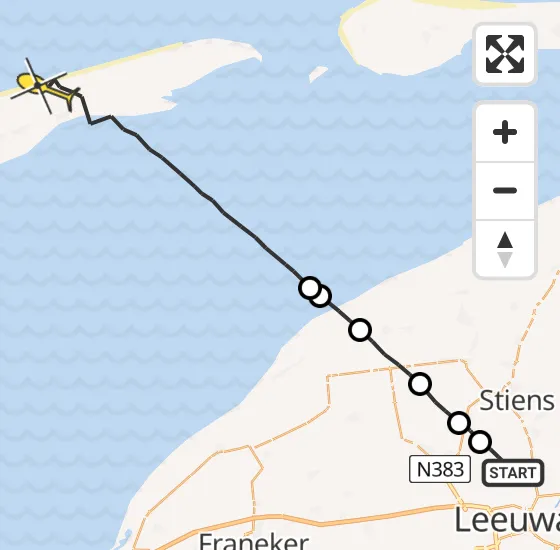 Vlucht Ambulancehelikopter PH-OOP van Vliegbasis Leeuwarden naar Oosterend op donderdag 1 augustus 2024 21:12