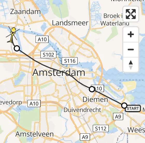 Vlucht Traumahelikopter PH-DOC van Muiden naar Amsterdam Heliport op donderdag 1 augustus 2024 21:14