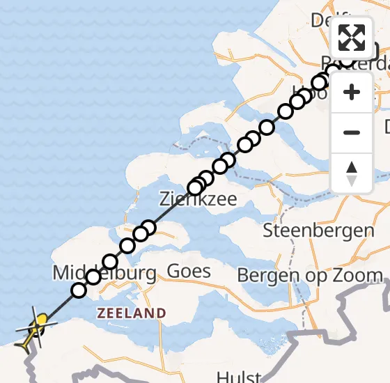 Vlucht Traumahelikopter PH-UMC van Rotterdam The Hague Airport naar Cadzand op donderdag 1 augustus 2024 21:25