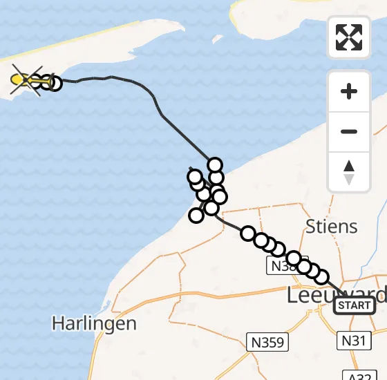 Vlucht Ambulancehelikopter PH-OOP van Leeuwarden naar Formerum op donderdag 1 augustus 2024 22:34