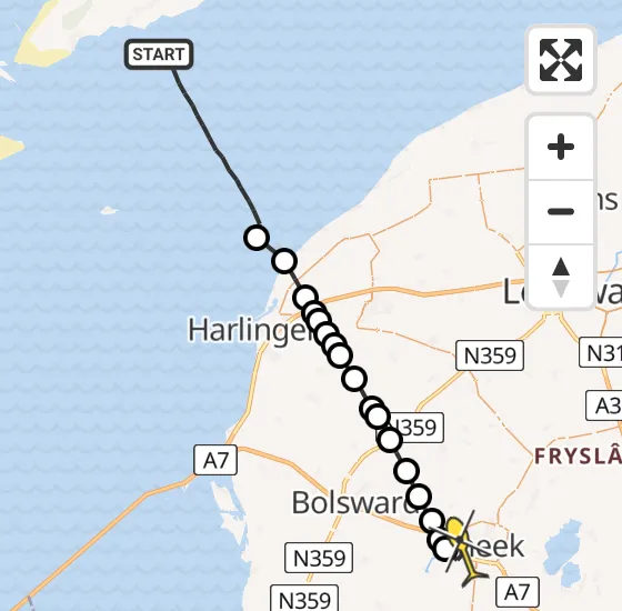 Vlucht Ambulancehelikopter PH-OOP van Formerum naar Sneek op donderdag 1 augustus 2024 23:06