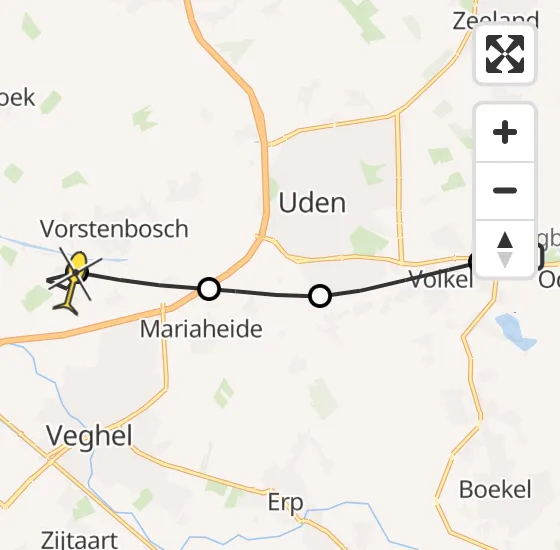 Vlucht Traumahelikopter PH-LLN van Vliegbasis Volkel naar Heeswijk-Dinther op donderdag 1 augustus 2024 23:31
