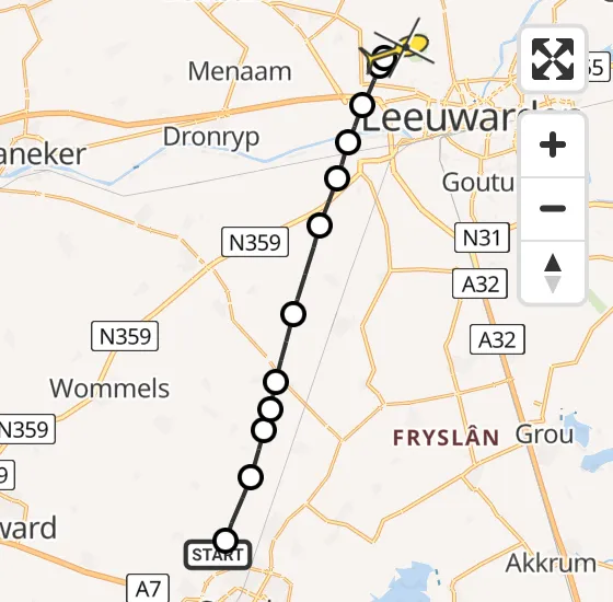 Vlucht Ambulancehelikopter PH-OOP van Tirns naar Vliegbasis Leeuwarden op donderdag 1 augustus 2024 23:44