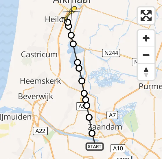 Vlucht Traumahelikopter PH-DOC van Amsterdam Heliport naar Alkmaar op vrijdag 2 augustus 2024 0:55