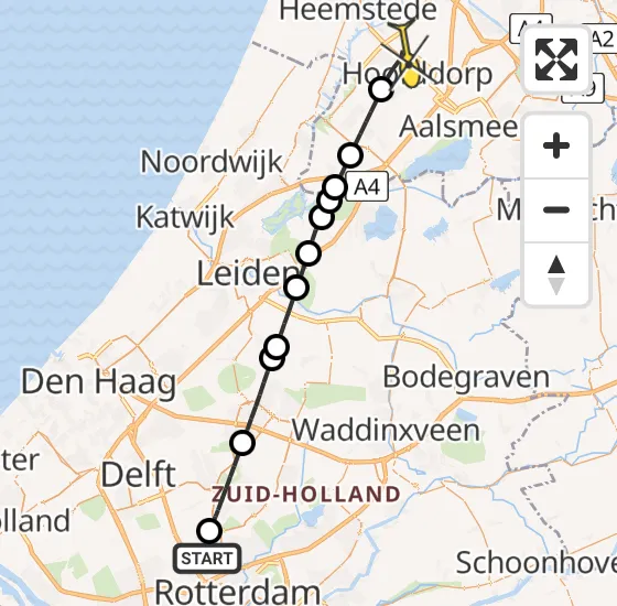 Vlucht Traumahelikopter PH-UMC van Rotterdam The Hague Airport naar Hoofddorp op vrijdag 2 augustus 2024 1:44