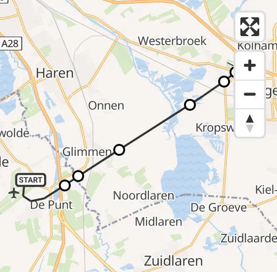 Vlucht Traumahelikopter PH-MAA van Groningen Airport Eelde naar Kolham op vrijdag 2 augustus 2024 7:49