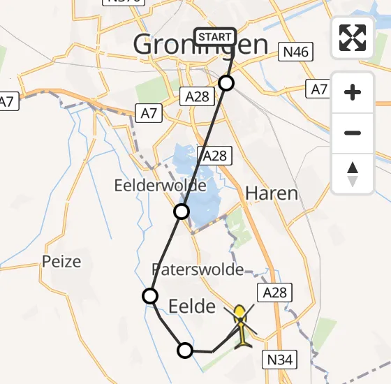 Vlucht Traumahelikopter PH-MAA van Universitair Medisch Centrum Groningen naar Groningen Airport Eelde op vrijdag 2 augustus 2024 8:48