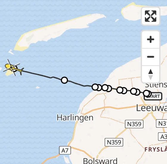 Vlucht Ambulancehelikopter PH-OOP van Vliegbasis Leeuwarden naar Vlieland op vrijdag 2 augustus 2024 9:13
