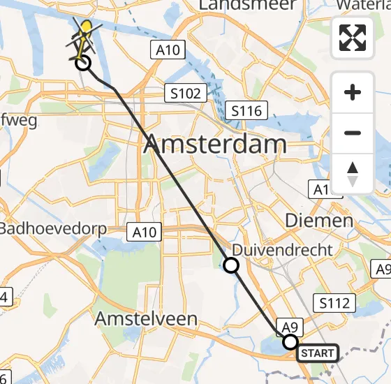 Vlucht Traumahelikopter PH-DOC van Academisch Medisch Centrum (AMC) naar Amsterdam Heliport op vrijdag 2 augustus 2024 10:29