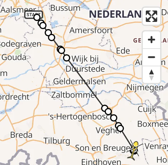 Vlucht Politiehelikopter PH-PXB van Waverveen naar Milheeze op vrijdag 2 augustus 2024 12:24