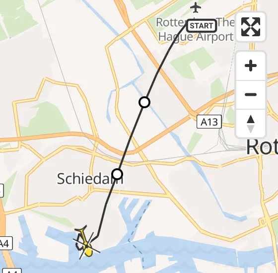 Vlucht Traumahelikopter PH-UMC van Rotterdam The Hague Airport naar Schiedam op vrijdag 2 augustus 2024 12:30