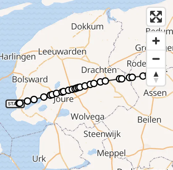 Vlucht Traumahelikopter PH-MAA van Hindeloopen naar Groningen Airport Eelde op vrijdag 2 augustus 2024 13:29