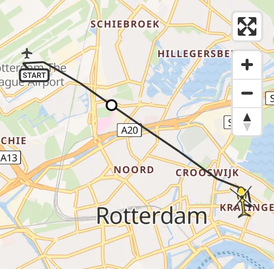 Vlucht Traumahelikopter PH-UMC van Rotterdam The Hague Airport naar Rotterdam op vrijdag 2 augustus 2024 13:56
