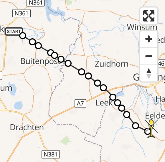 Vlucht Traumahelikopter PH-MAA van Driezum naar Bunne op vrijdag 2 augustus 2024 15:01