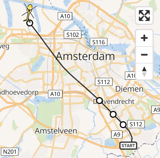 Vlucht Traumahelikopter PH-DOC van Academisch Medisch Centrum (AMC) naar Amsterdam Heliport op vrijdag 2 augustus 2024 15:43